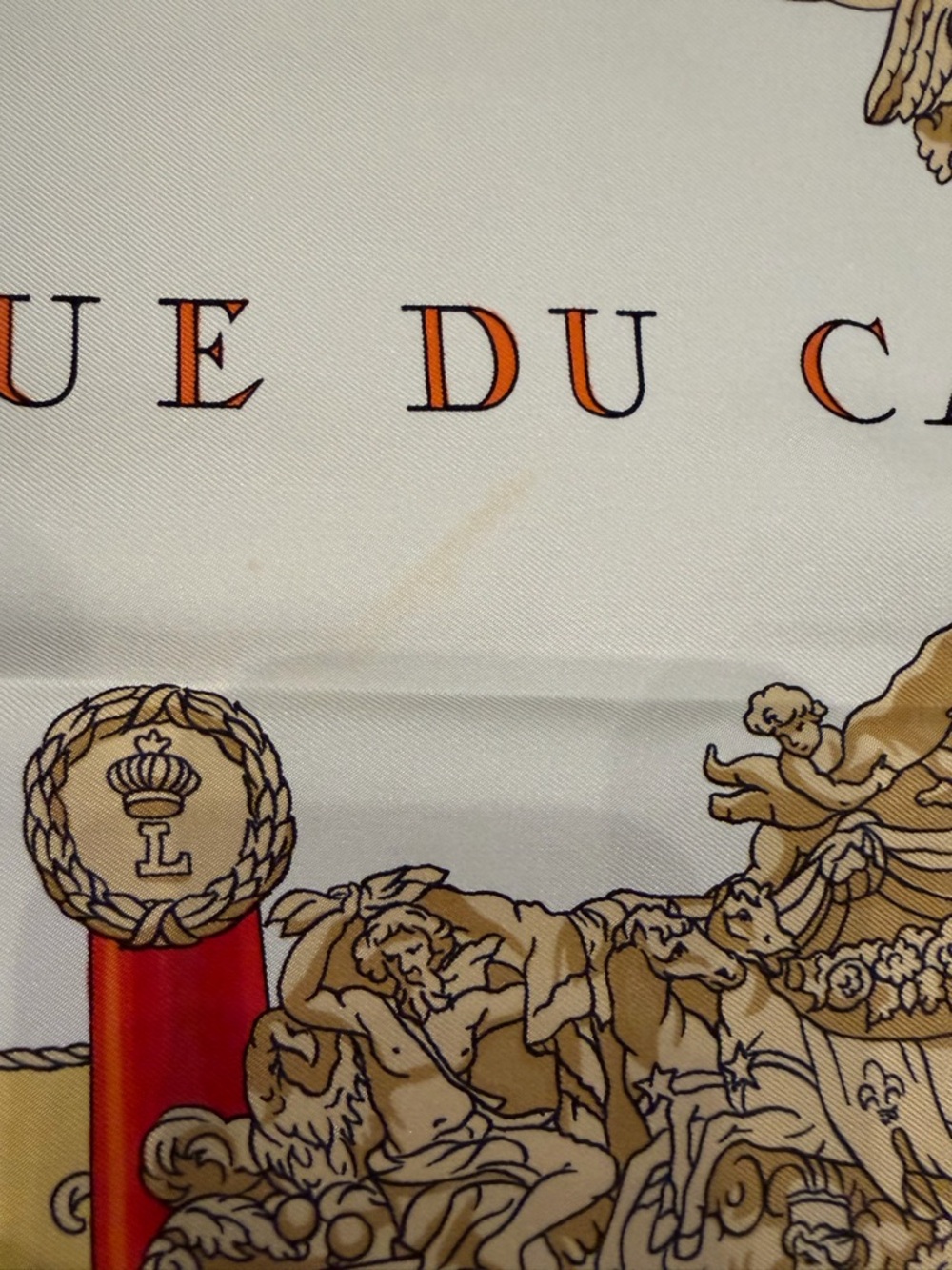 Hermes Coral Red and Gold Silk Scarf VUE DU CARROSSE DE - Picture 6 of 9